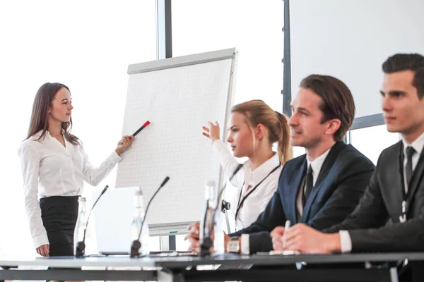 Speakers at business meeting — Stock Photo, Image