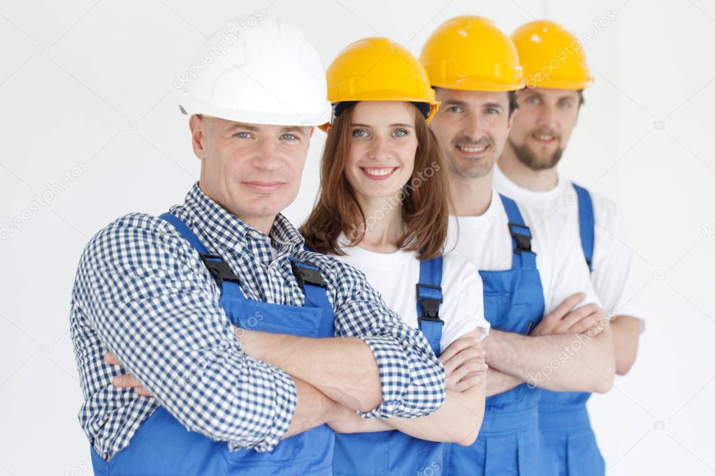 Team of construction workers