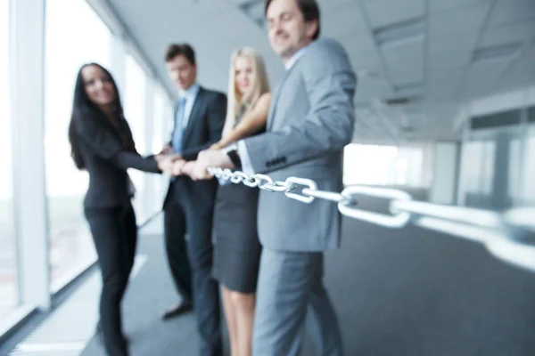 Businessmen Pulling Chain Teamwork Togetherness Concept — Stock Photo, Image