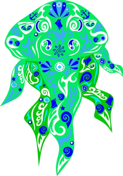 Вектор Медузи Морська Тварина Тварина Візерунком Водяна Істота Ілюстрація Мешканця — стоковий вектор