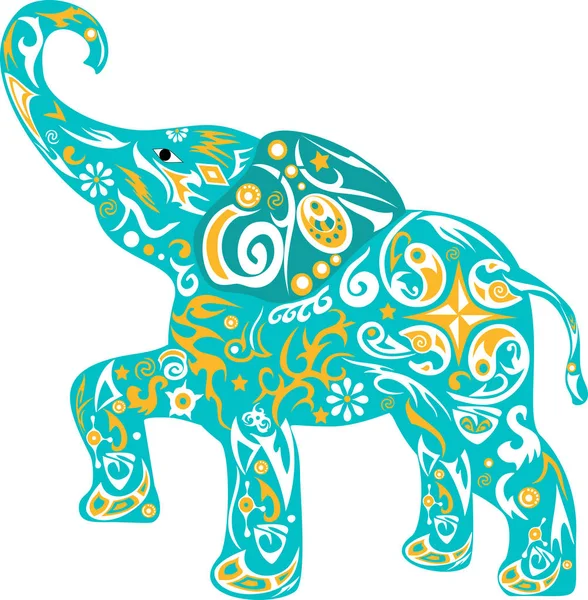 Desenho Pequeno Elefante Vector Ornamento Das Crianças Filhote Mamute Com — Vetor de Stock