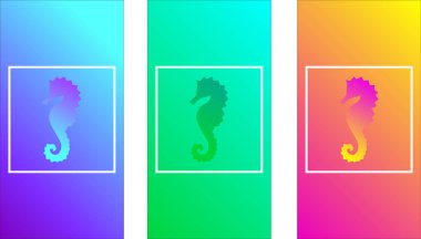 Yumuşak renk geçişlerini, deniz atı, bir telefon ekran, dalgalı renk, yanardöner düz çizmek doku, pürüzsüz dikey şeritler, kare arka plan, yeni parlak yaz renk, modern tasarım bend çizgiler, arka plan, hayvan simgesi, logo ne örnek düz