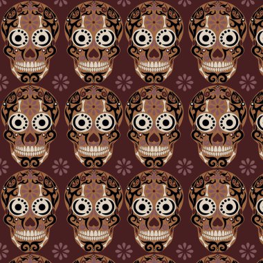 Kutsal Ölüm desen, Meksikalı ÖIüler günü şeker kafatası, ölülerin günü, ölüm, vektör çizim bir iskelet Başkanı tatil