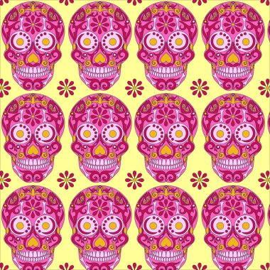 Kutsal Ölüm desen, Meksikalı ÖIüler günü şeker kafatası, ölülerin günü, ölüm, vektör çizim bir iskelet Başkanı tatil