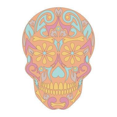 Kutsal ölüm, gün ölü, Meksika şeker kafatası, ölülerin, ölüm, bayram günü iskelet kafa çizim vektör