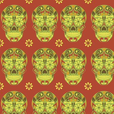 Kutsal ölüm, gün ölü, Meksika şeker kafatası, ölülerin, ölüm, bayram günü iskelet kafa çizim vektör