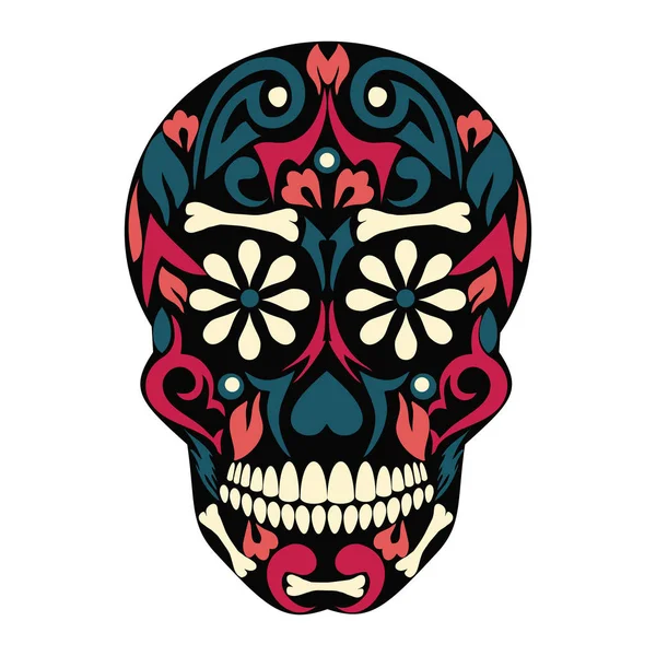 Muerte Santa Día Los Muertos Cráneo Azúcar Mexicano Día Los — Vector de stock