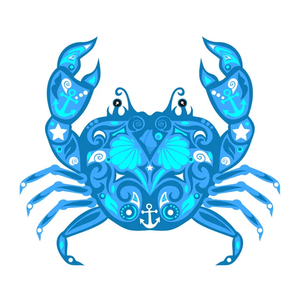 Vecteur Crabe Mer Animale Conception Crustacés Illustration Pour Enfants Motif — Image vectorielle