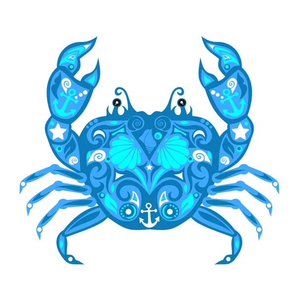 Krabbenvektor Tiermeer Krebstierdesign Illustration Für Kinder Blumenmuster Aufkleberschablone Dekoration Wänden — Stockvektor