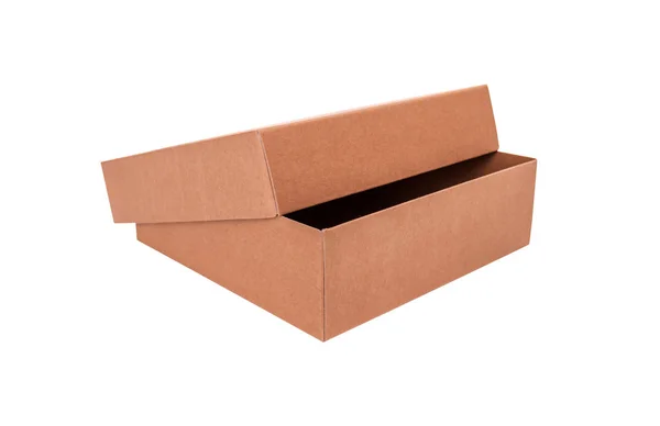 Cardboard box on a white background. Close-up. — Stock Photo, Image