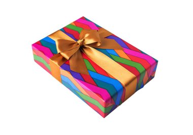 Hediye kutusunda parlak ambalaj kağıdı. Yakın çekim.