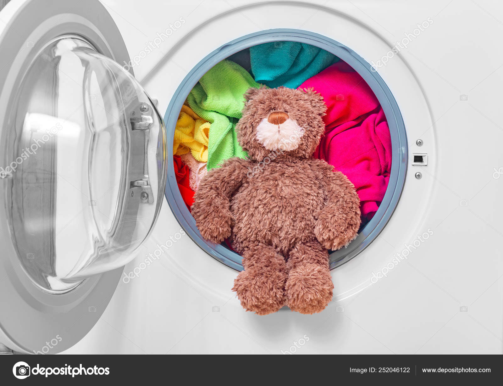 teddy bear in washing machine