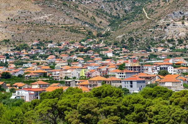 Private sector of the Croatian resort town of Trogir. The Mediterranean.