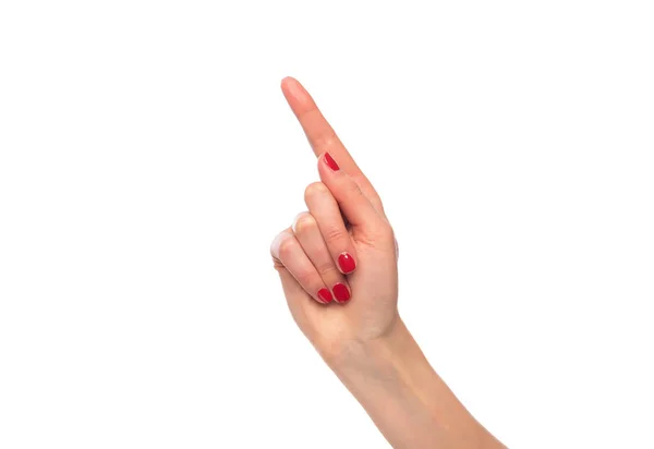 Female finger point isolated on white background — Stock Photo, Image