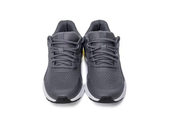 Markasız siyah spor koşu ayakkabıları veya spor ayakkabıları beyaz arka plan üzerinde izole. — Stok fotoğraf