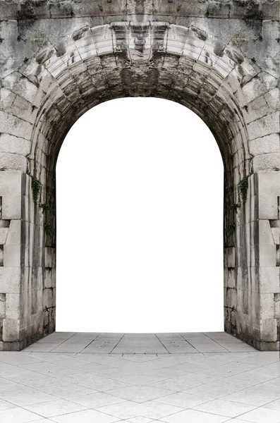 Antique stone arch isolated on white. — Stock Photo, Image