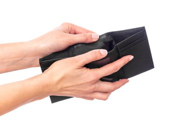 Beyaz arka planda kadın ellerde Çanta.