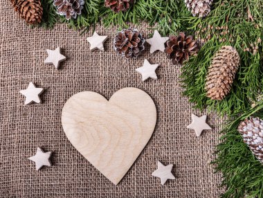 Çuval arka planda yeni yıl natürmort.