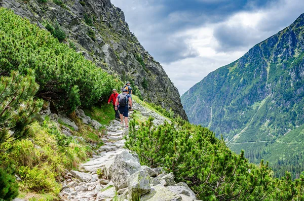 Turistas en senderos de montaña en las montañas de Tatra, Eslovaquia . —  Fotos de Stock