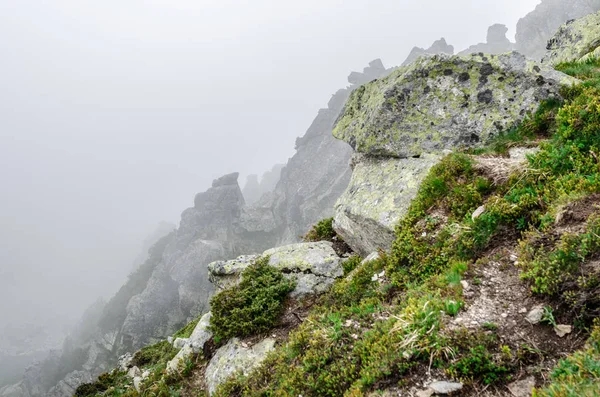 Niebla en las tierras altas rocosas . — Foto de Stock