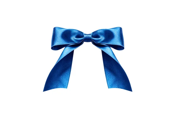 Een blauw lint met strik op een witte. — Stockfoto
