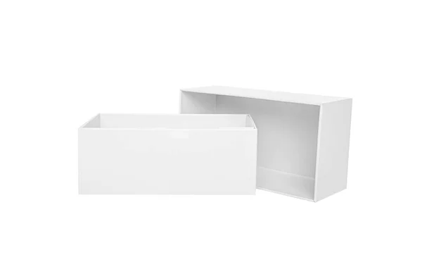 白い背景に隔離されたオープン段ボール箱 — ストック写真
