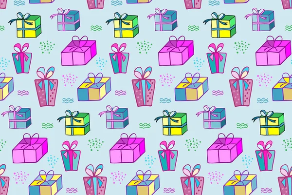 Holiday Gift Wrapping Boxes Gifts Illustration Wrapping Paper Wallpaper Christmas — Stock Vector