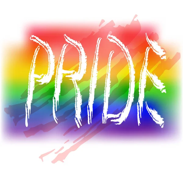 Handskriven Text Stolthet Ursprungliga Symbolen För Gay Parad Rainbow Flagga — Stock vektor