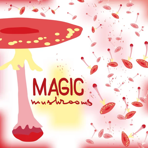 Magic Mushrooms Flat Style Web Vector Illustration — Stock Vector