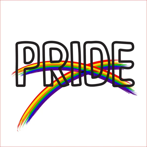 Warna Pelangi Huruf Dari Tulisan Tangan Teks Pride Simbol Asli - Stok Vektor
