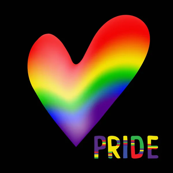 Warna Hati Pelangi Dan Tulisan Tangan Teks Pride Simbol Asli - Stok Vektor