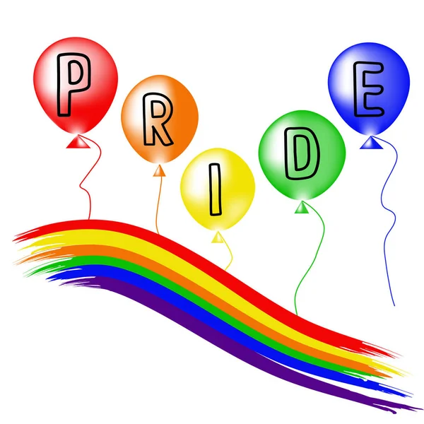 Colored Rainbow Balls Handwritten Text Pride Rainbow Background Lgbt Multicolored — Stock Vector