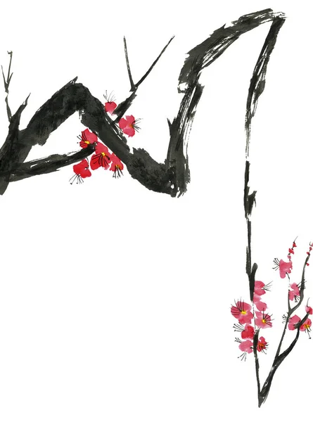 東洋の伝統的な水墨画の絵 富士山 日本太陽 インクの図 東洋の伝統的な水墨画の絵 富士山 日本太陽 インクの図