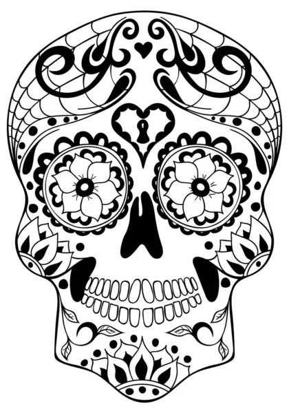 Mexican Holiday Day Dead Celebration Festival Halloween Sugar Skull Poster — Stock Vector