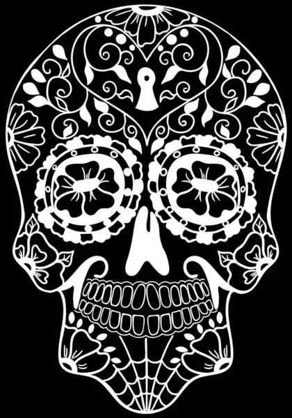 Мексиканский Праздник День Мертвого Праздника Хэллоуин Сахарный Череп Плаката Открытки — стоковый вектор