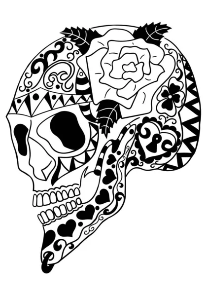 Mexický Svátek Dne Slavnosti Mrtvých Halloweenu Cukrová Lebka Plakát Pohlednice — Stockový vektor