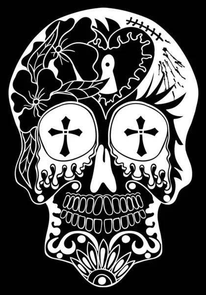 Mexican Holiday Day Dead Celebration Festival Halloween Sugar Skull Poster — Stock Vector