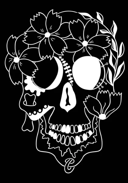 멕시코의 기념일 추도식과 핼러윈이 포스터 프린트 엠블럼 티셔츠용 Dia Los — 스톡 벡터