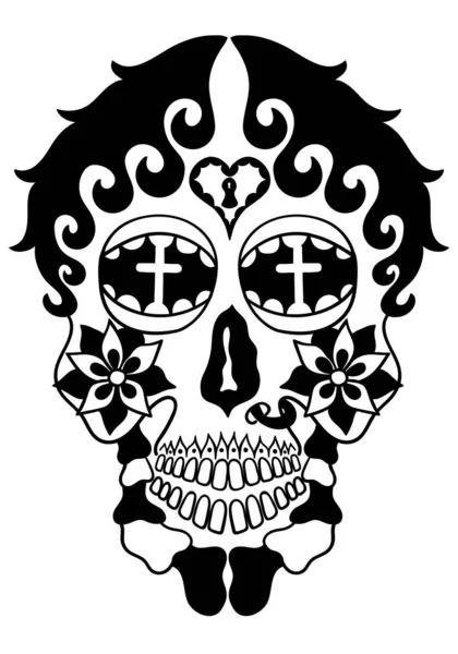 Fête Mexicaine Fête Des Morts Festival Halloween Crâne Sucre Pour — Image vectorielle