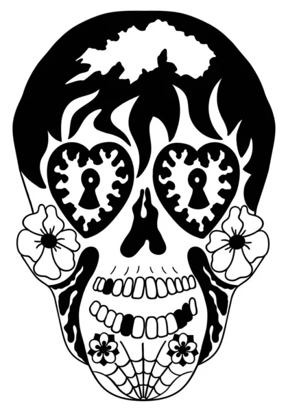 Fiesta Mexicana Fiesta Del Día Los Muertos Halloween Cráneo Azúcar — Vector de stock