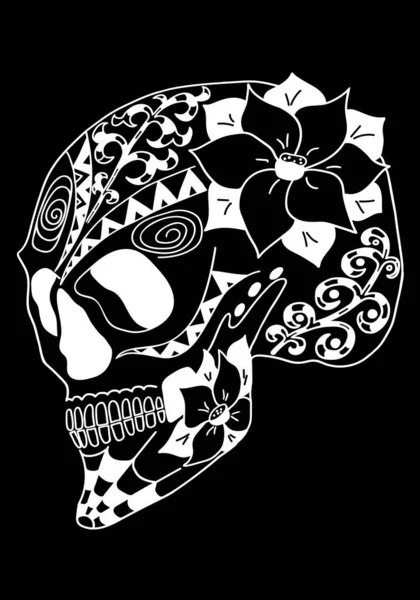Mexický Svátek Dne Slavnosti Mrtvých Halloweenu Cukrová Lebka Plakát Pohlednice — Stockový vektor