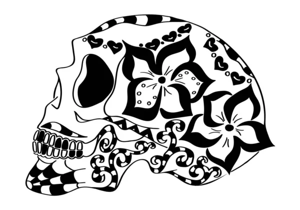 Cráneo Azúcar Mexicano Con Patrones Nacionales Elemento Diseño Para Póster — Archivo Imágenes Vectoriales