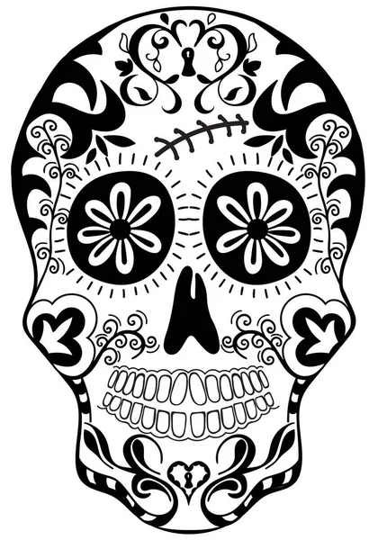 Mexican Holiday Day Dead Celebration Festival Halloween Sugar Skull Poster — Stock Vector