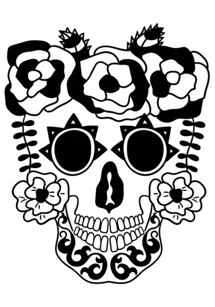 멕시코의 기념일 추도식과 핼러윈이 포스터 프린트 엠블럼 티셔츠용 일러스트 — 스톡 벡터