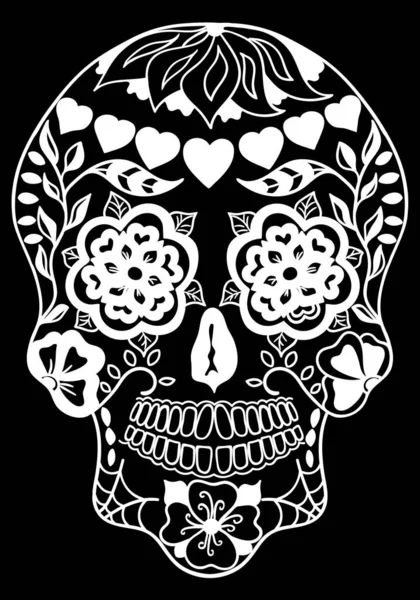 멕시코의 기념일 추도식과 핼러윈이 포스터 프린트 엠블럼 티셔츠용 일러스트 — 스톡 벡터