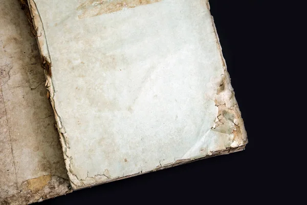 Cubierta Libro Antiguo Textura Vintage Aislado Sobre Fondo Negro — Foto de Stock
