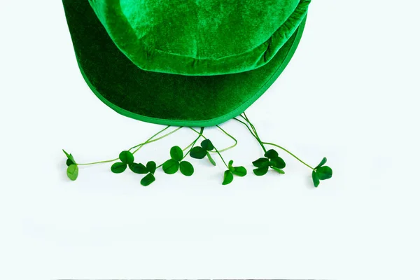 Chapéu Traje Dia São Patrício Duende Chapéu Verde Irlandês Sobre — Fotografia de Stock
