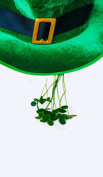 Святого Патріка День Костюм Капелюх Гном Ірландський Зеленому Капелюсі Білому — стокове фото