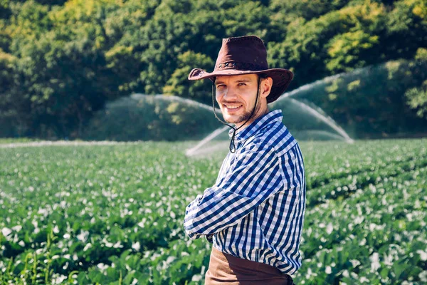 농부는 스프링 시스템 필드에 학자는 농장에와 수확의 — 스톡 사진