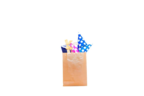 Bolsa Papel Compras Con Cajas Regalo Sobre Fondo Blanco Cajas —  Fotos de Stock